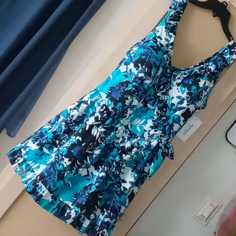 NWT Beautiful blue floral Swim dress
